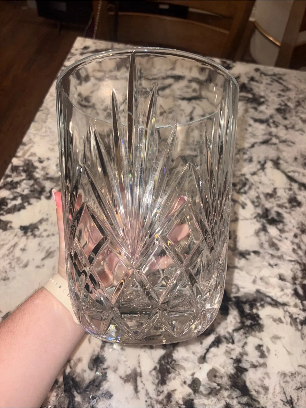 STUNNING VINTAGE TOSCANY GERMAN 24% LEAD CRYSTAL SUNRAYS VASE 8 3/4 Inches